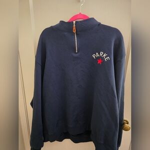 Parke Navy Half-Zip Sweatshirt with Red Star